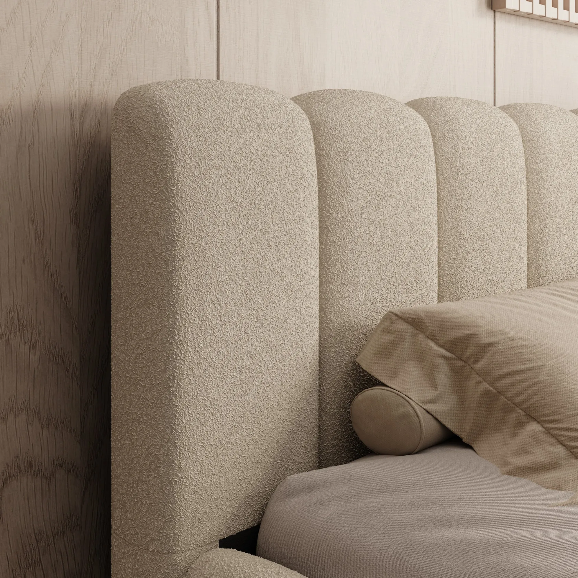 Valerio - Tweepersoonsbed - Teddystof beige - 180x200 cm