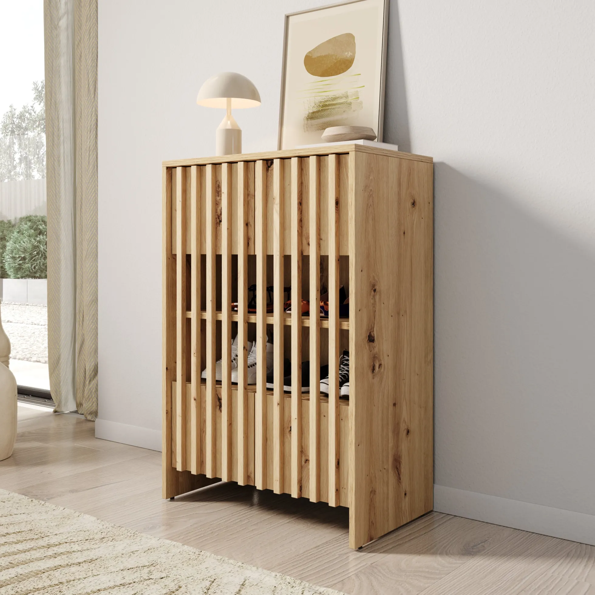 Vallée - Schoenenkast - Licht eikenpatroon - 60x34x87 cm