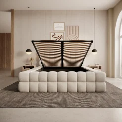 Valona - Tweepersoonsbed - Teddystof beige - 140x200 cm