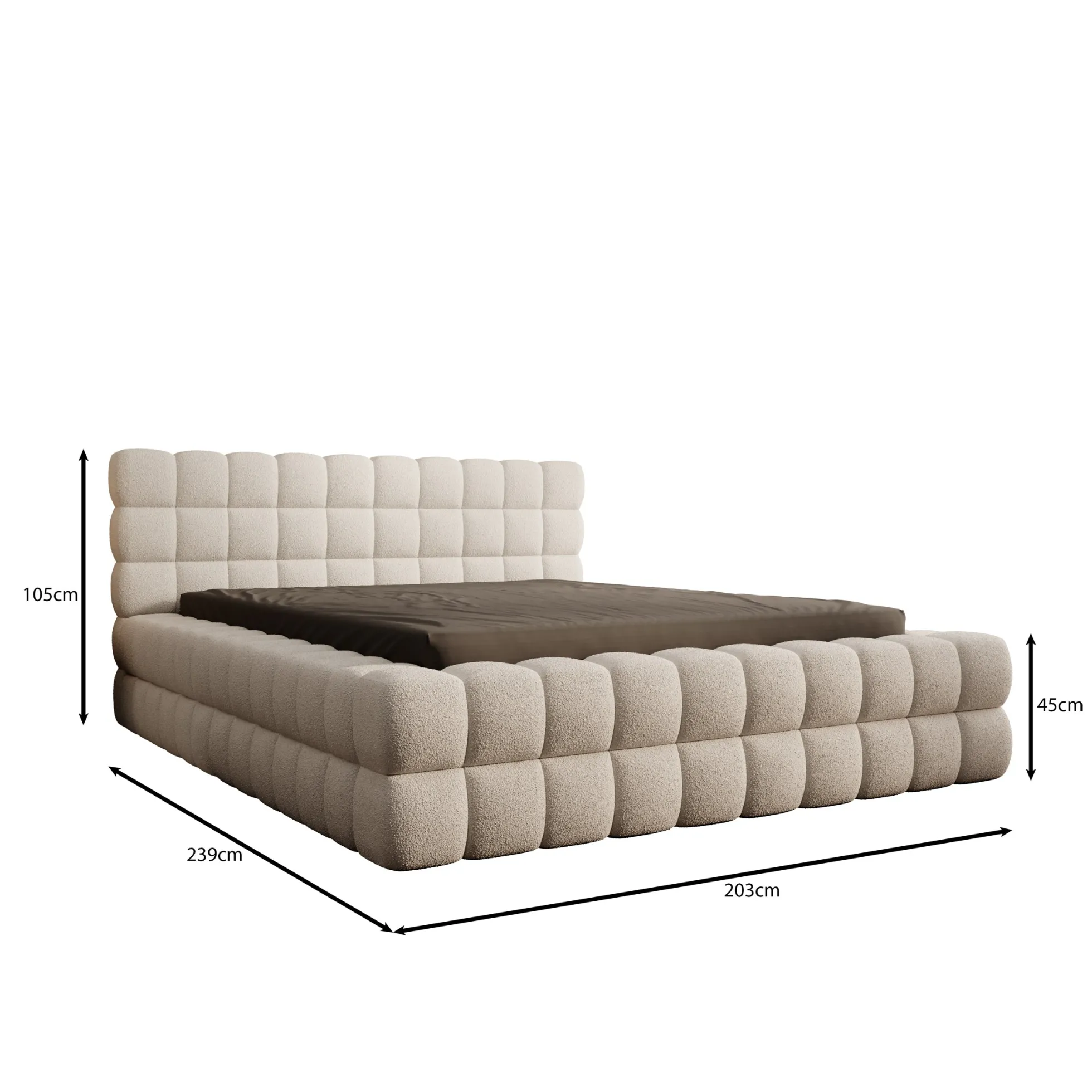 Valona - Tweepersoonsbed - Teddystof beige - 160x200 cm