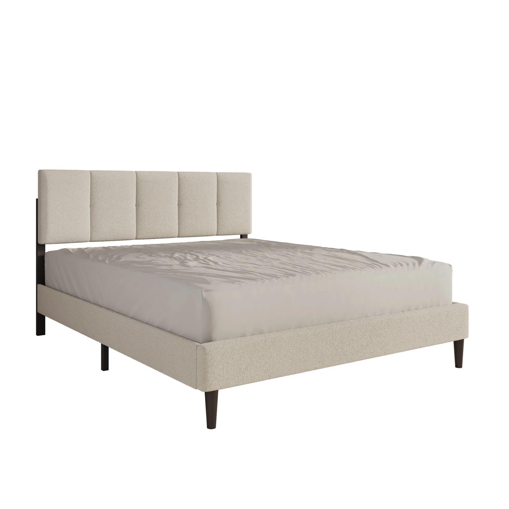 Varell - Tweepersoonsbed - Teddystof beige - 160x200 cm