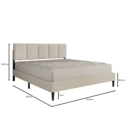 Varell - Tweepersoonsbed - Teddystof beige - 180x200 cm