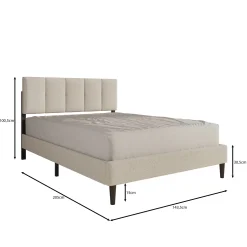 Varell - Tweepersoonsbed - Stof zwart - 140x200 cm