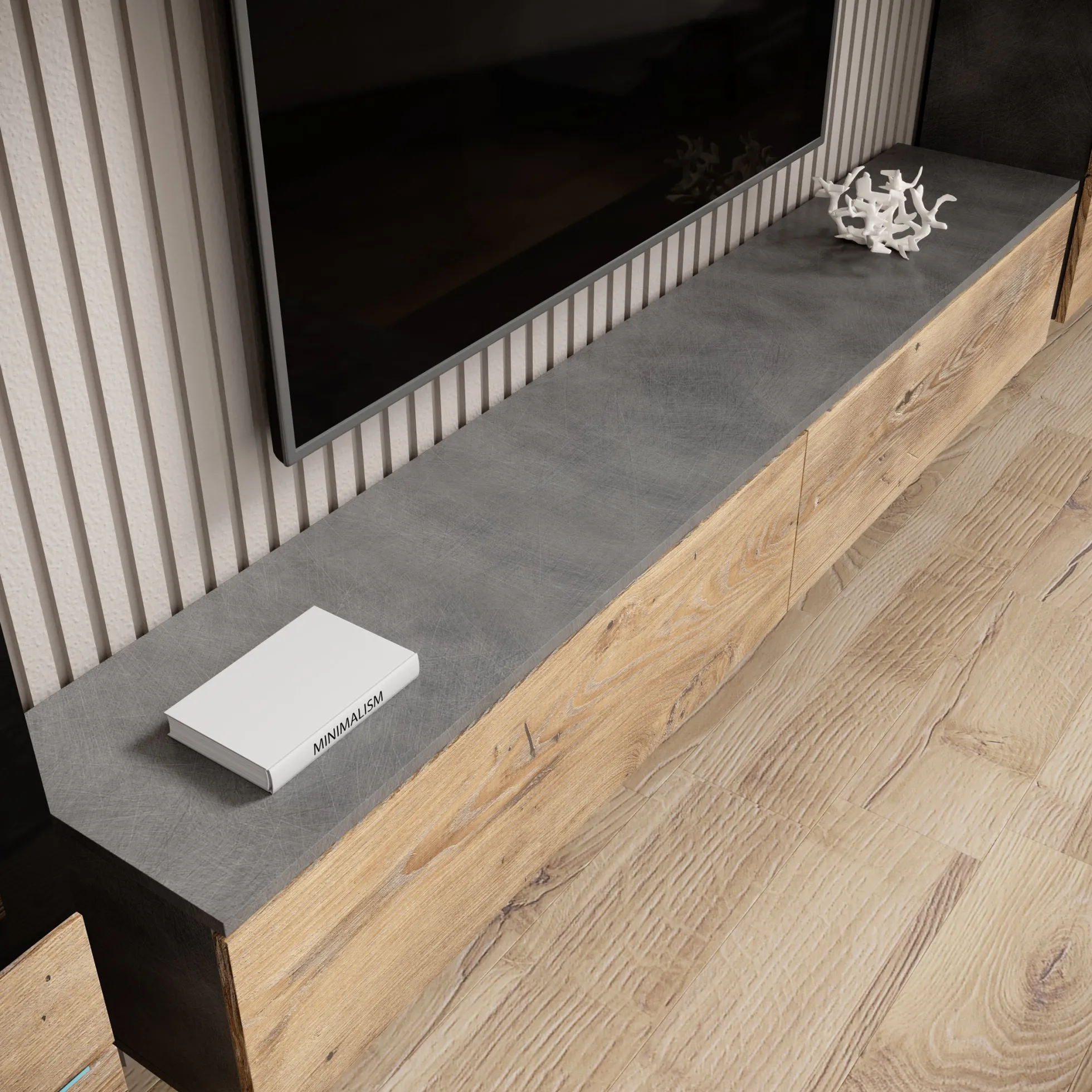 Variety - Wandmeubel - Eiken/Grijs - 180x33x132 cm