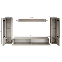Variety - Wandmeubel - Eiken/Grijs - 180x33x132 cm