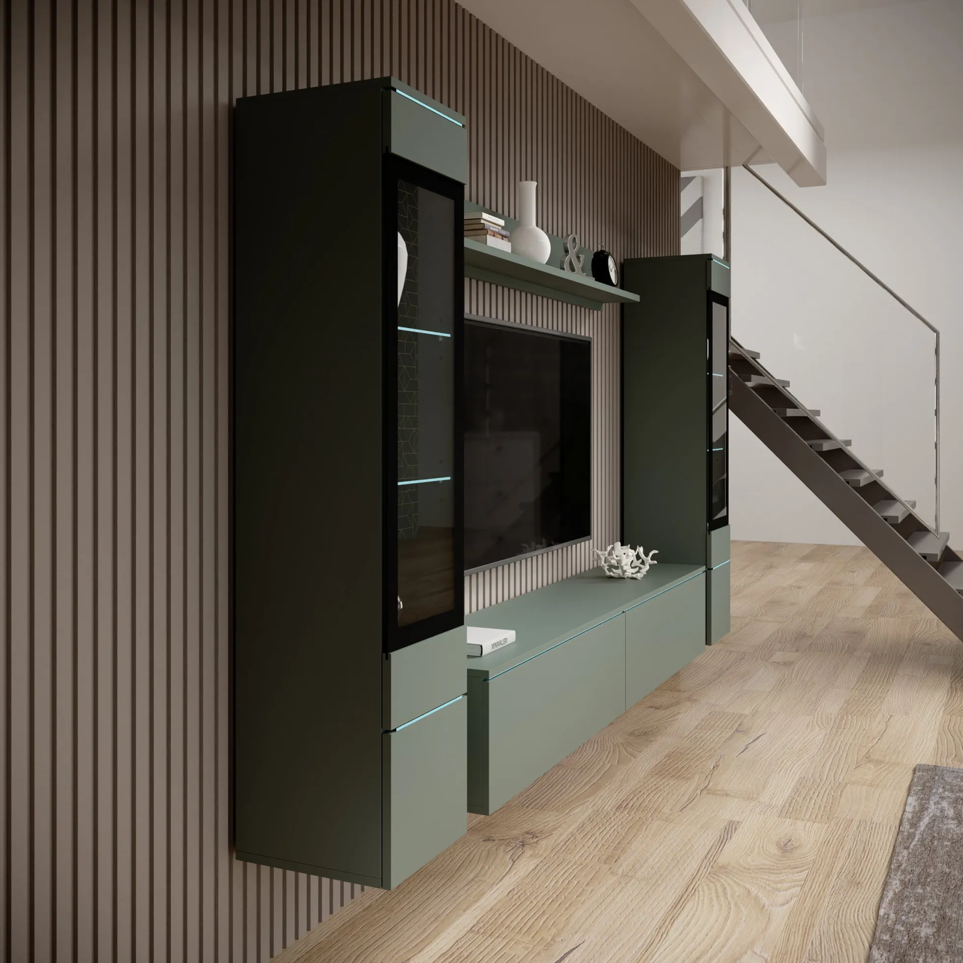 Variety - Wandmeubel - Groen - 180x33x132 cm