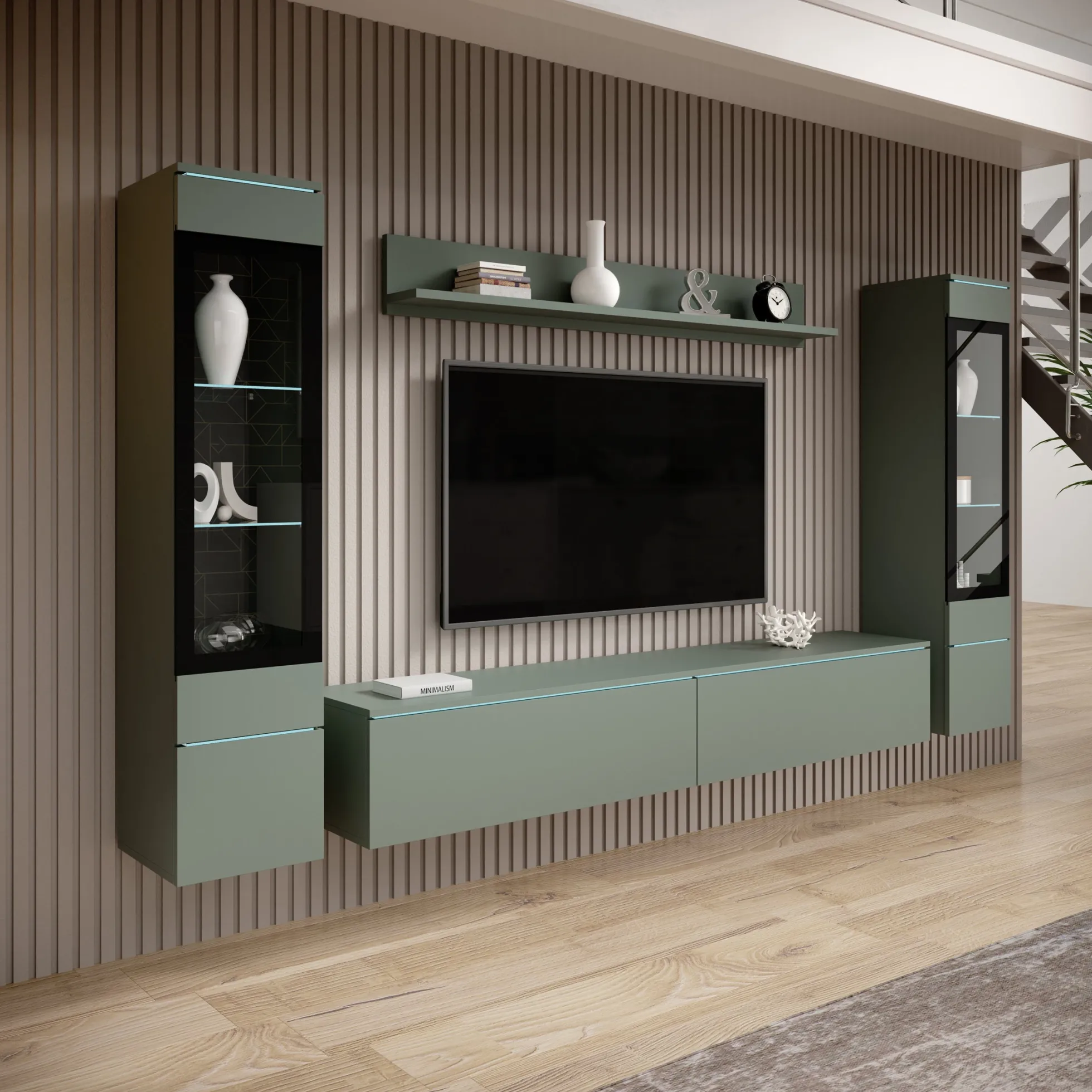 Variety - Wandmeubel - Groen - 180x33x132 cm
