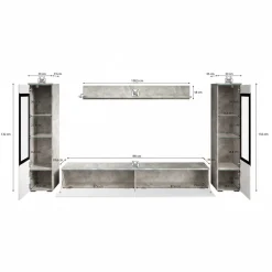 Variety - Wandmeubel - Wit/betonlook - 180x33x132 cm