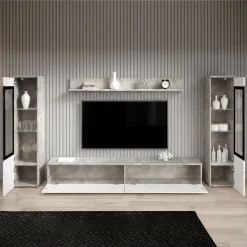Variety - Wandmeubel - Wit/betonlook - 180x33x132 cm
