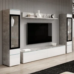 Variety - Wandmeubel - Wit/betonlook - 180x33x132 cm