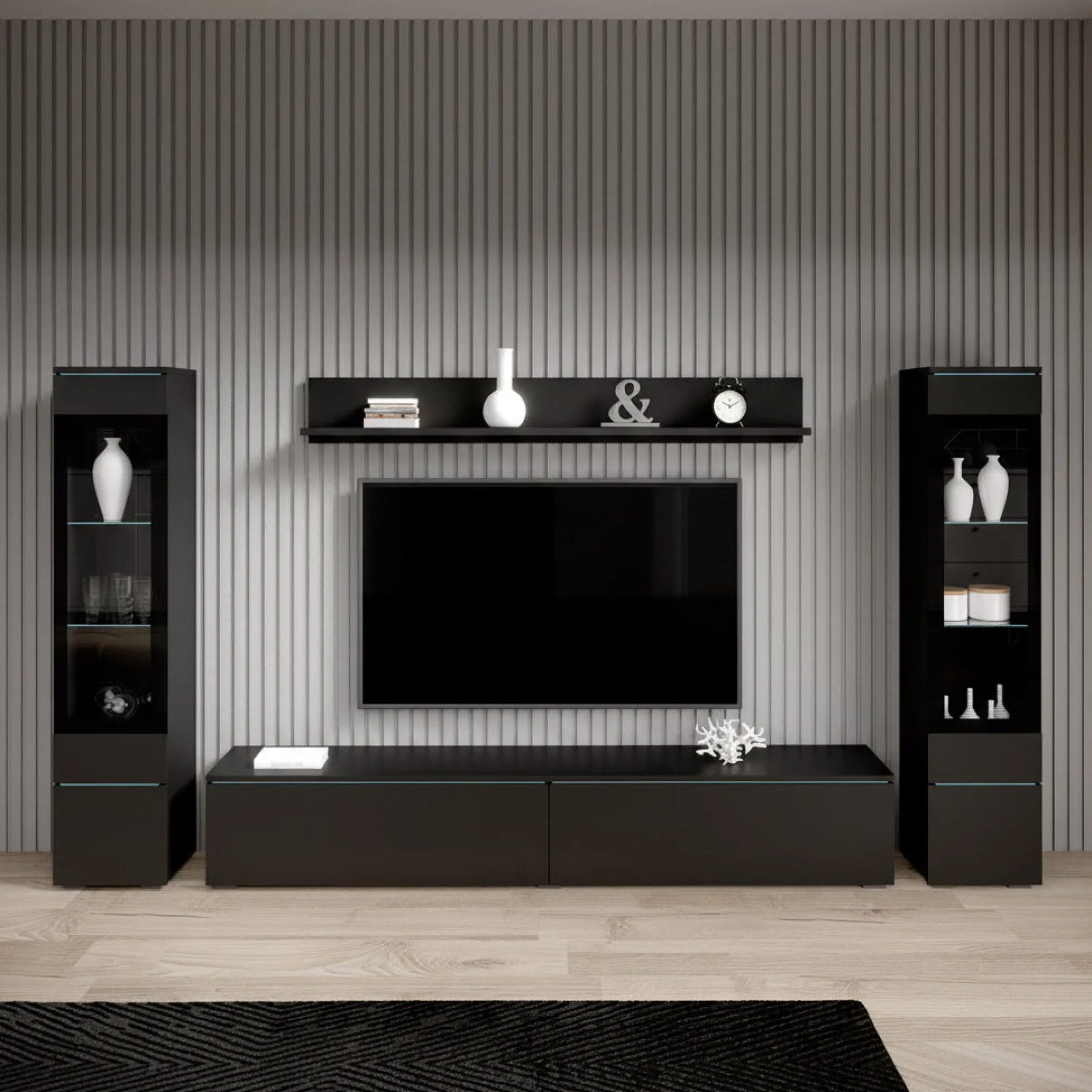 Variety - Wandmeubel - Zwart - 180x33x132 cm