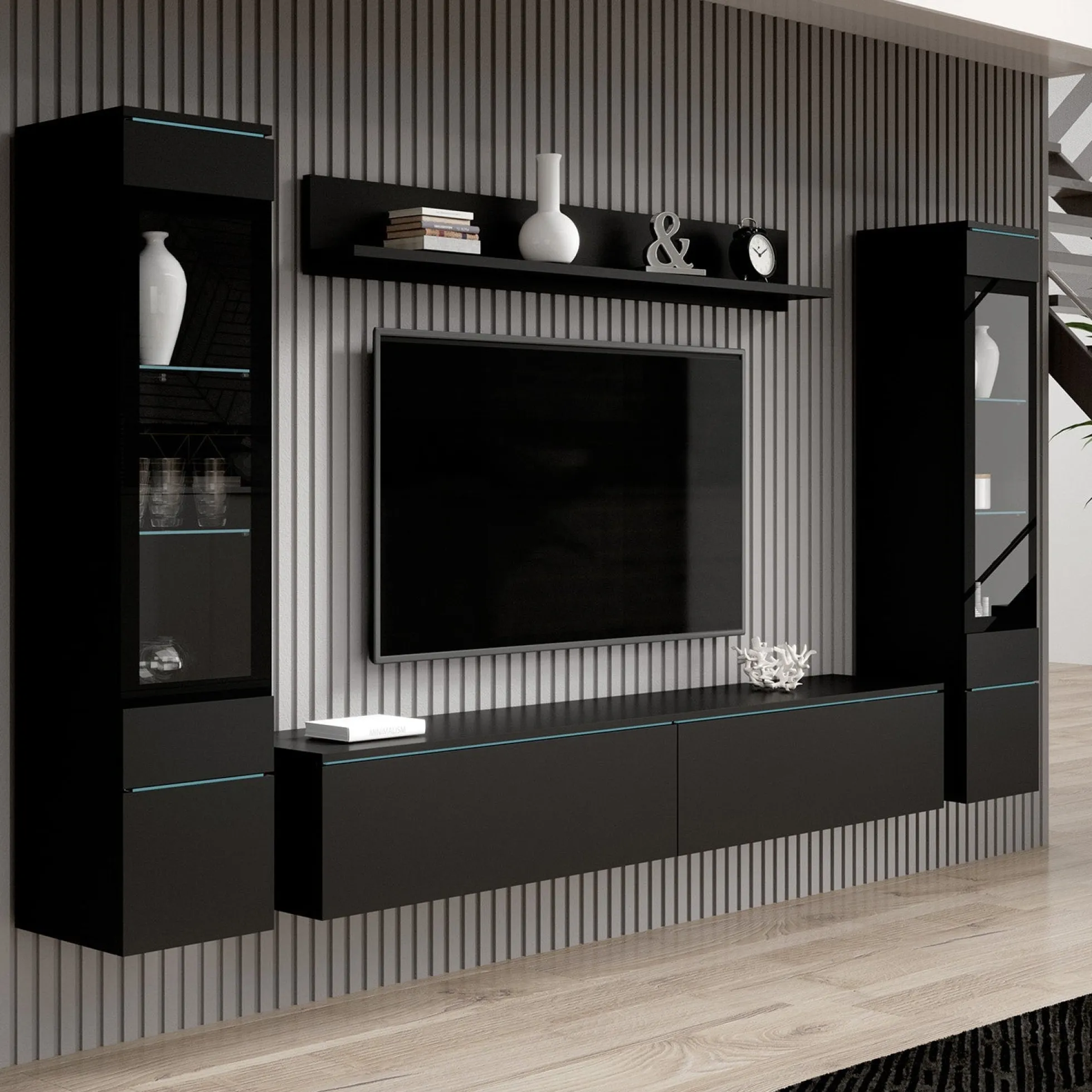 Variety - Wandmeubel - Zwart - 180x33x132 cm