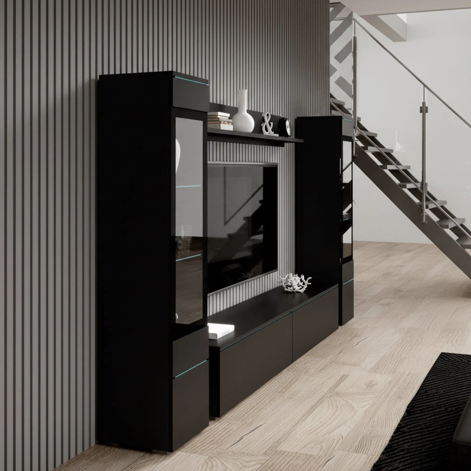 Variety - Wandmeubel - Zwart - 180x33x132 cm