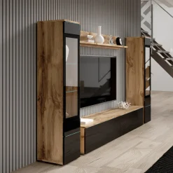 Variety - Wandmeubel - Zwart/eiken - 180x33x132 cm