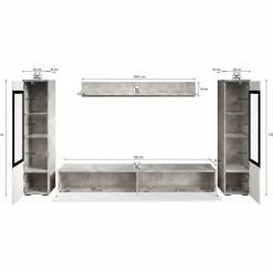 Variety - Wandmeubel - Zwart/eiken - 180x33x132 cm
