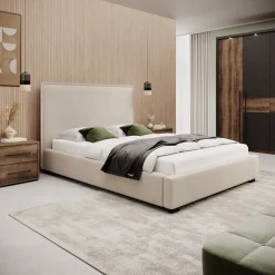 Veda - Tweepersoonsbed - Ribstof beige - 140x200 cm