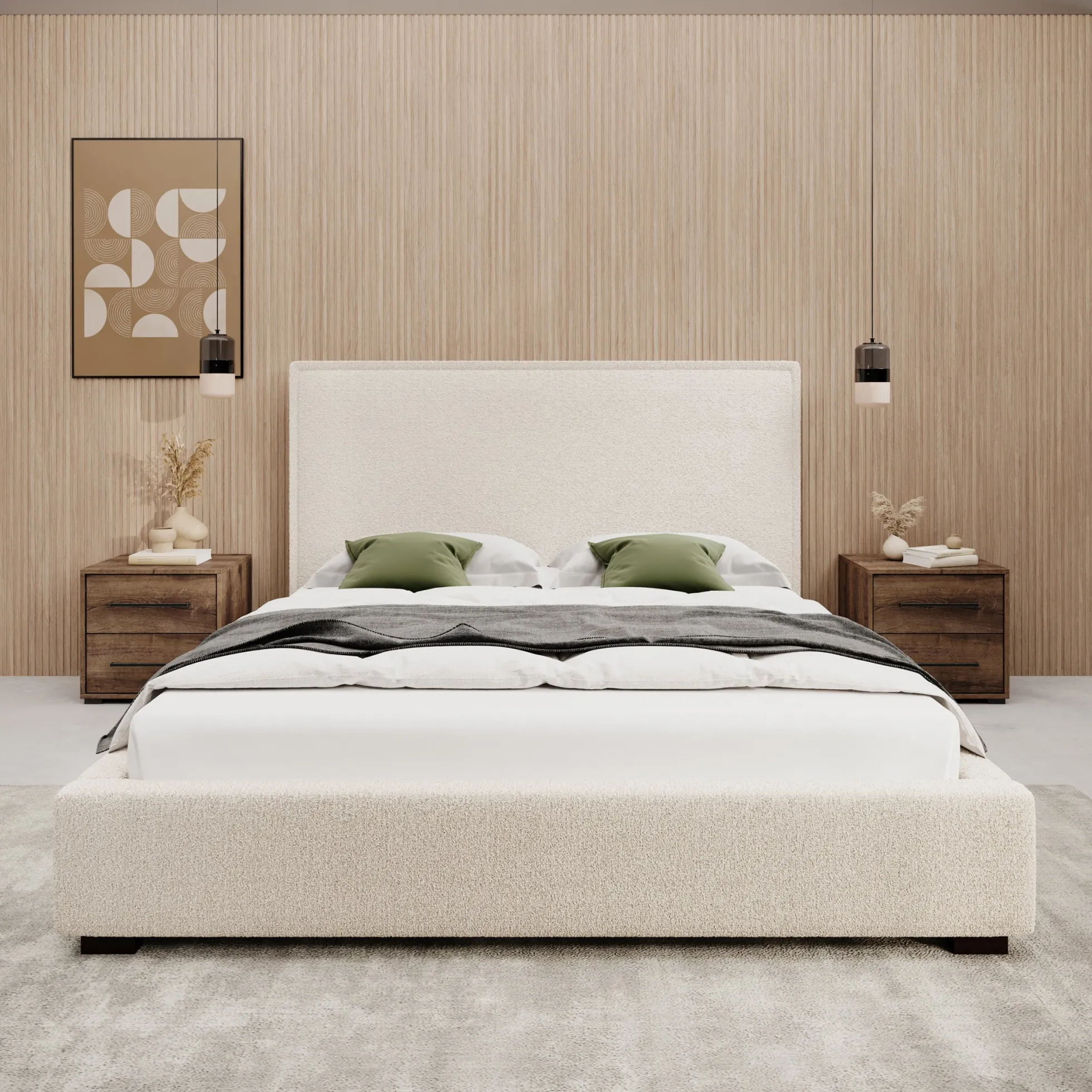 Veda - Tweepersoonsbed - Teddystof beige - 160x200 cm