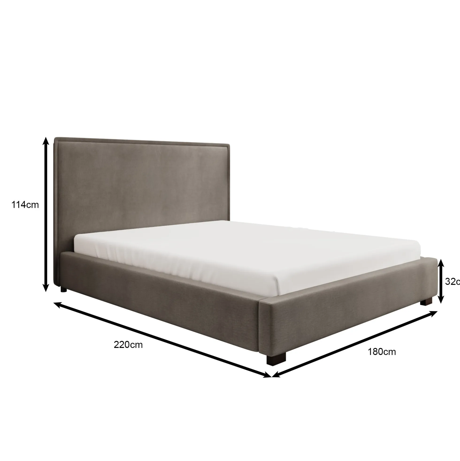 Veda - Tweepersoonsbed - Velvet grijs - 160x200 cm