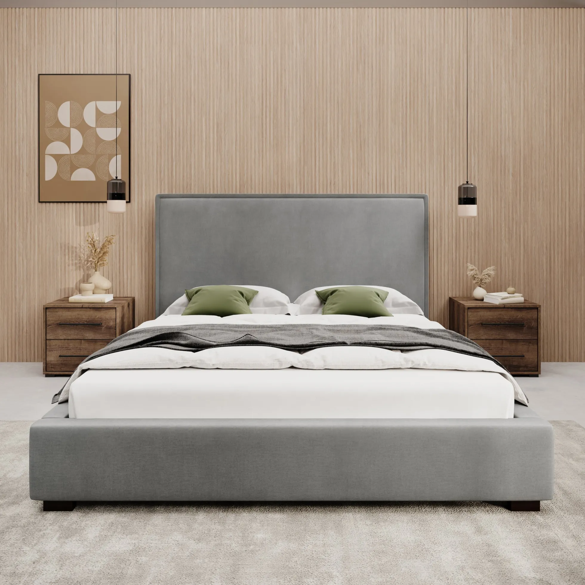 Veda - Tweepersoonsbed - Velvet grijs - 160x200 cm