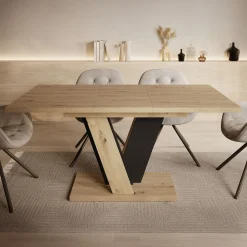 Velluto - Eetkamertafel - Eiken/zwart - 120x90x75 cm