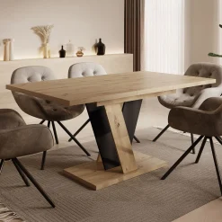 Velluto - Eetkamertafel - Eiken/zwart - 120x90x75 cm