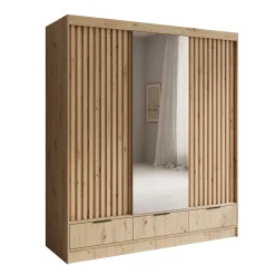 Venn - Kledingkast met schuifdeuren - Eiken - 180x60x204 cm