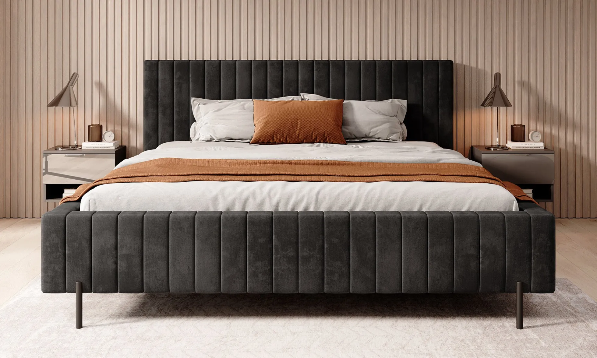 Ventum - Tweepersoonsbed - Velvet zwart - 180x200 cm
