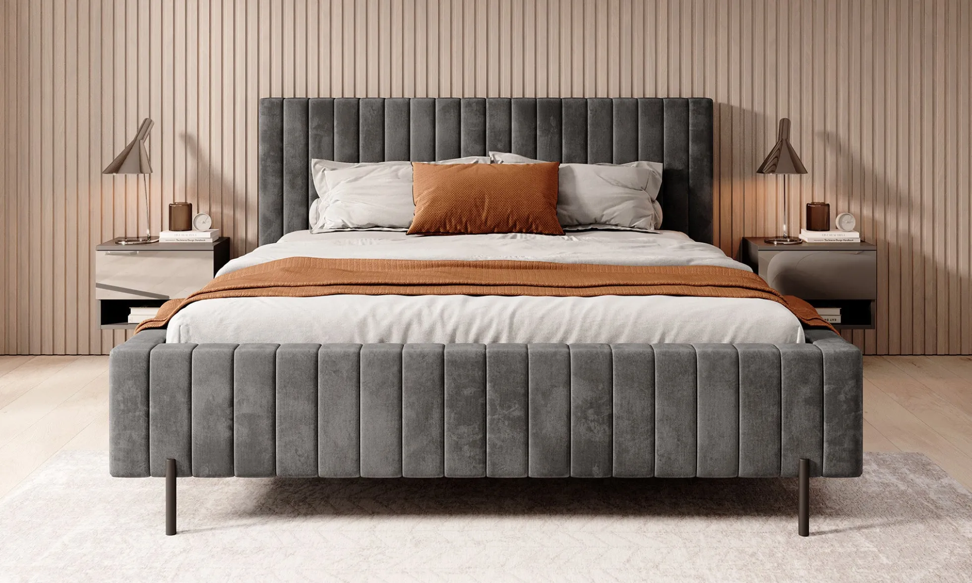Ventum - Tweepersoonsbed - Velvet donkergrijs - 160x200 cm