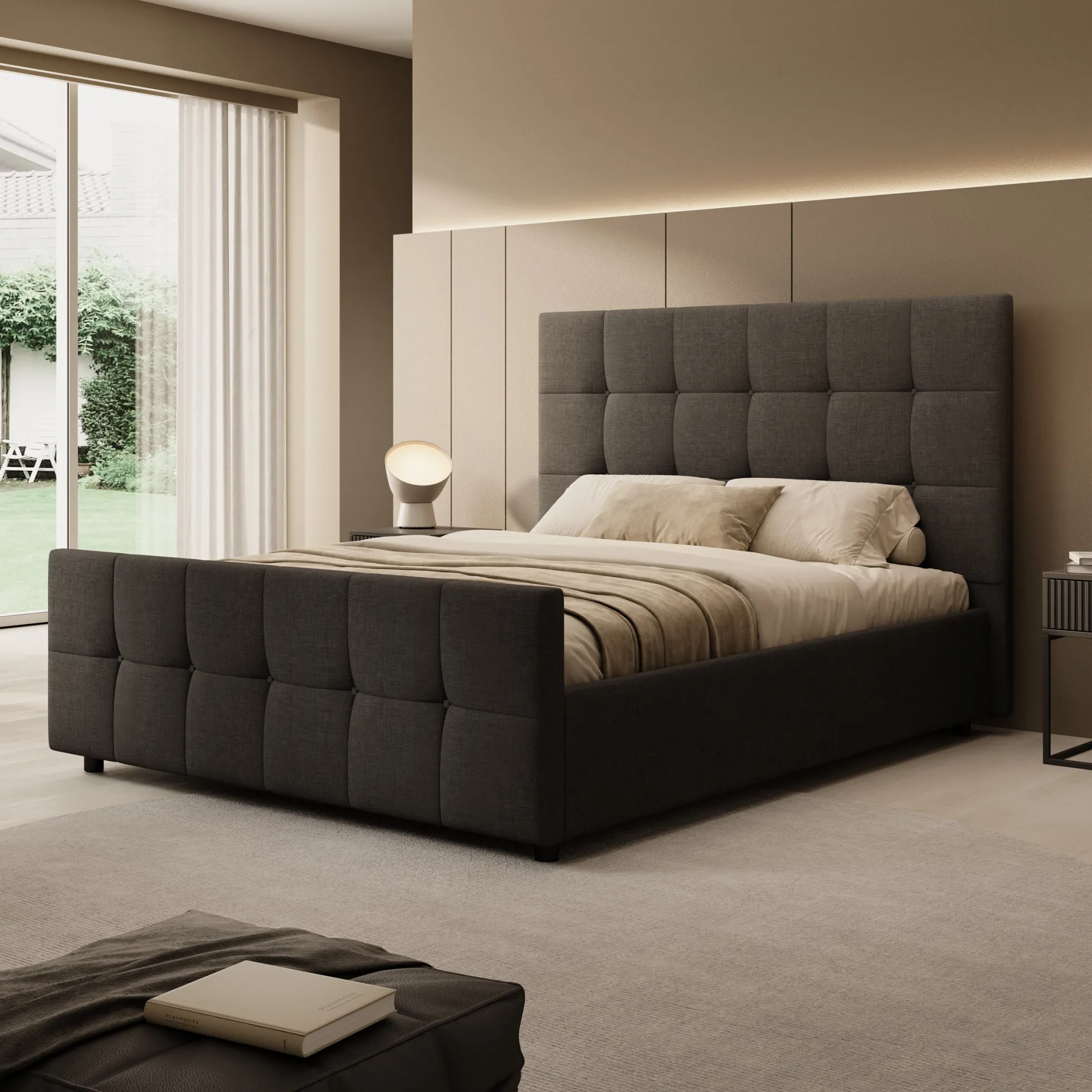 Verano - Tweepersoonsbed - Stof zwart - 180x200 cm