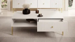 Vermont - Salontafel met 2 lades - Wit - 102x67x35cm