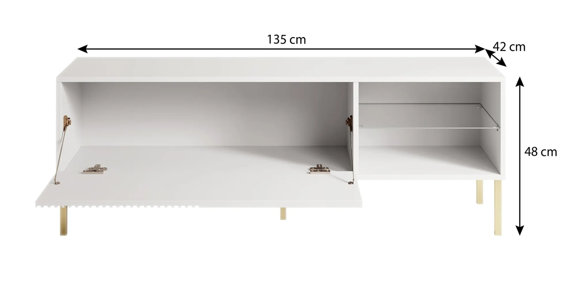 Vermont - TV-Meubel - Wit - 135x42x48cm
