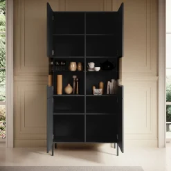 Vermont - Vitrinekast - Antraciet - 91x42x193 cm