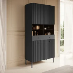 Vermont - Vitrinekast - Antraciet - 91x42x193 cm