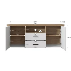 Vernon - TV-Meubel met 2 deuren - Wit/eiken - 161 cm