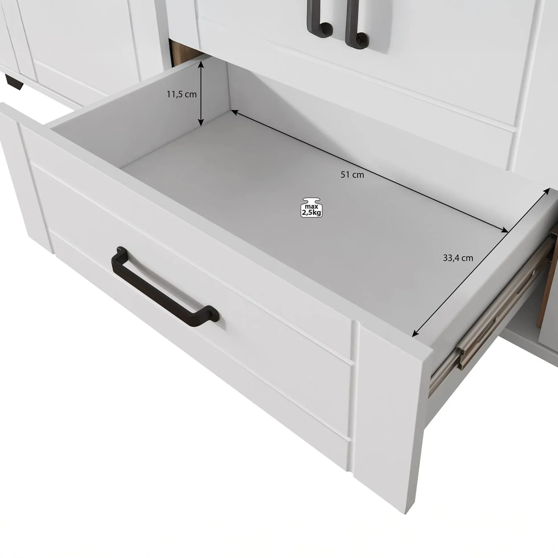 Vernon - TV-Meubel met 2 deuren - Wit/eiken - 161 cm