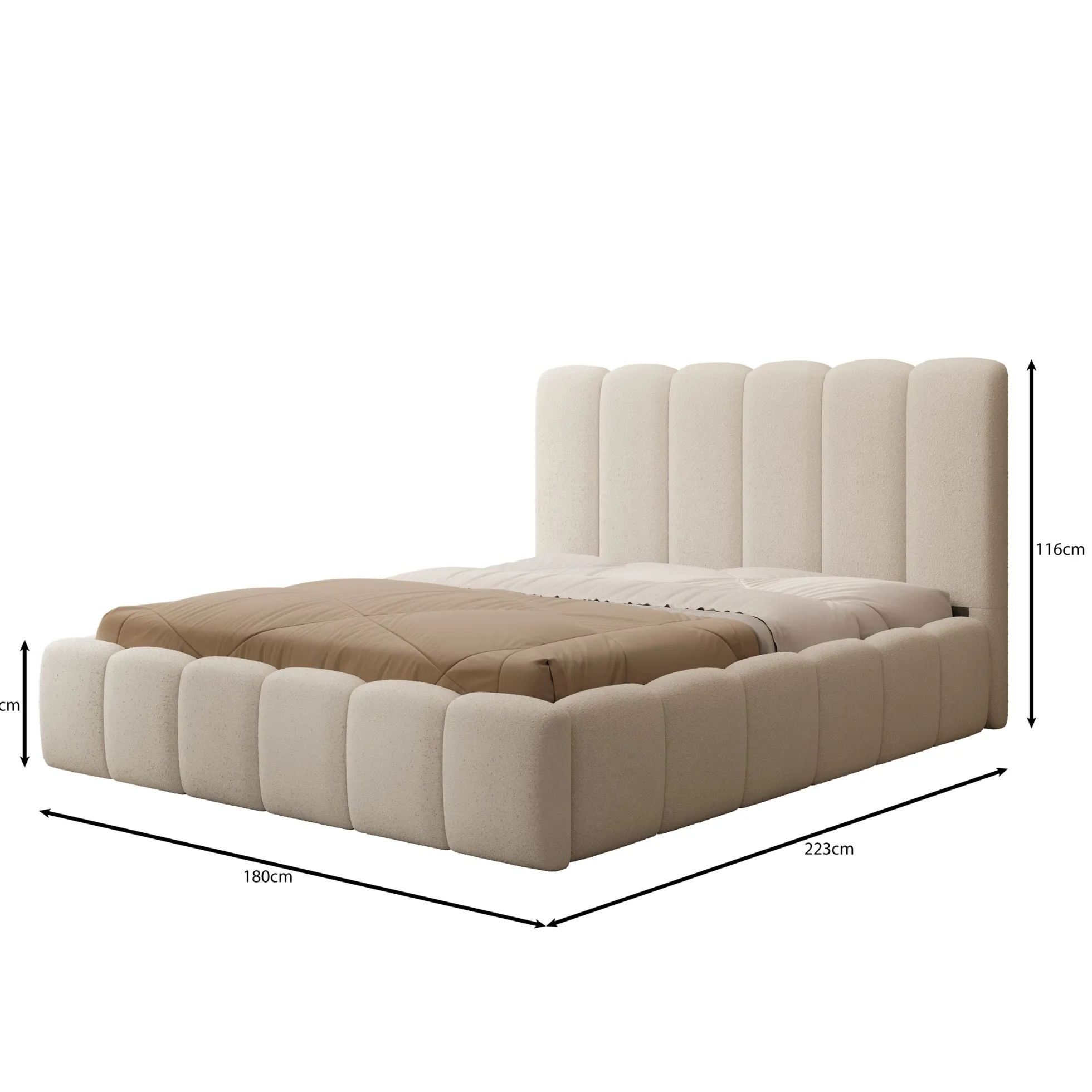 Vesna - Tweepersoonsbed - Teddystof beige - 160x200 cm