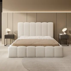 Vesna - Tweepersoonsbed - Teddystof beige - 160x200 cm