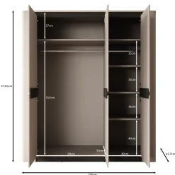 Vexon - Kledingkast met 3 deuren - Beige/Zwart - 190x63x214 cm
