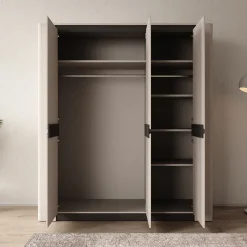 Vexon - Kledingkast met 3 deuren - Beige/Zwart - 190x63x214 cm