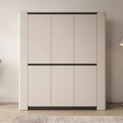 Vexon - Kledingkast met 3 deuren - Beige/Zwart - 190x63x214 cm