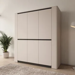 Vexon - Kledingkast met 3 deuren - Beige/Zwart - 190x63x214 cm