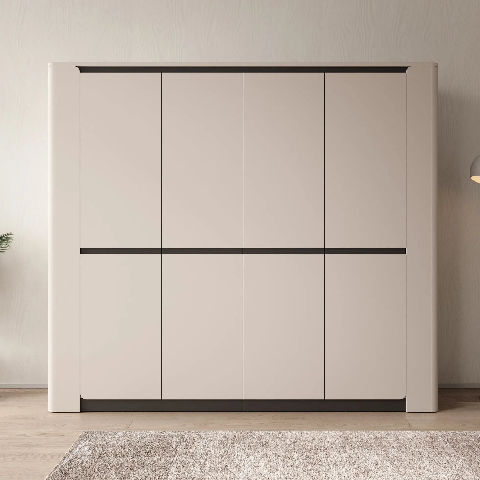 Vexon - Kledingkast met 4 deuren - Beige/Zwart - 240x63x214