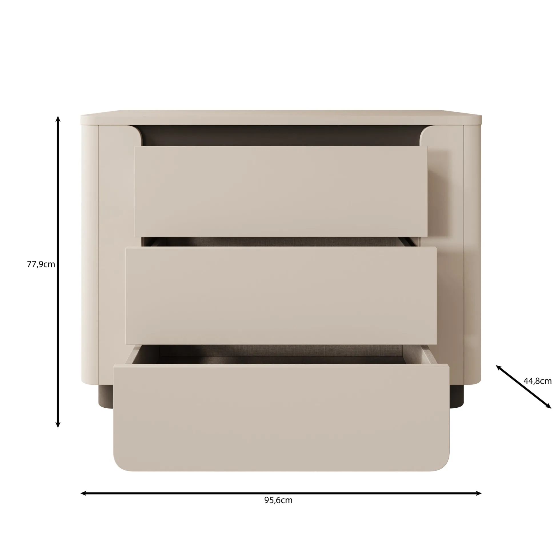 Vexon - Ladekast - Beige/Zwart - 96x45x78 cm