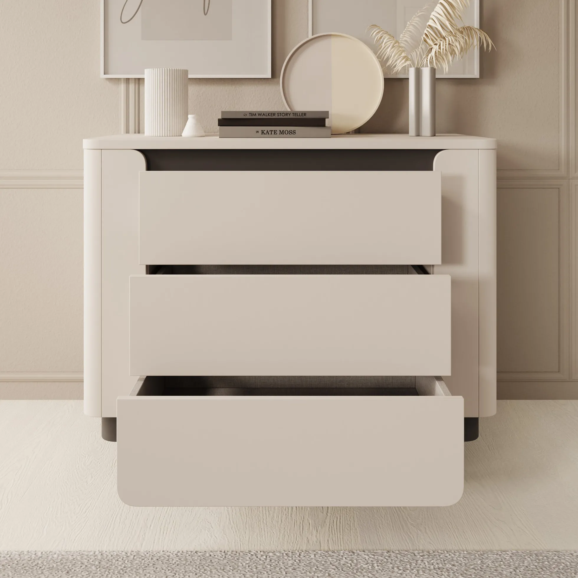 Vexon - Ladekast - Beige/Zwart - 96x45x78 cm