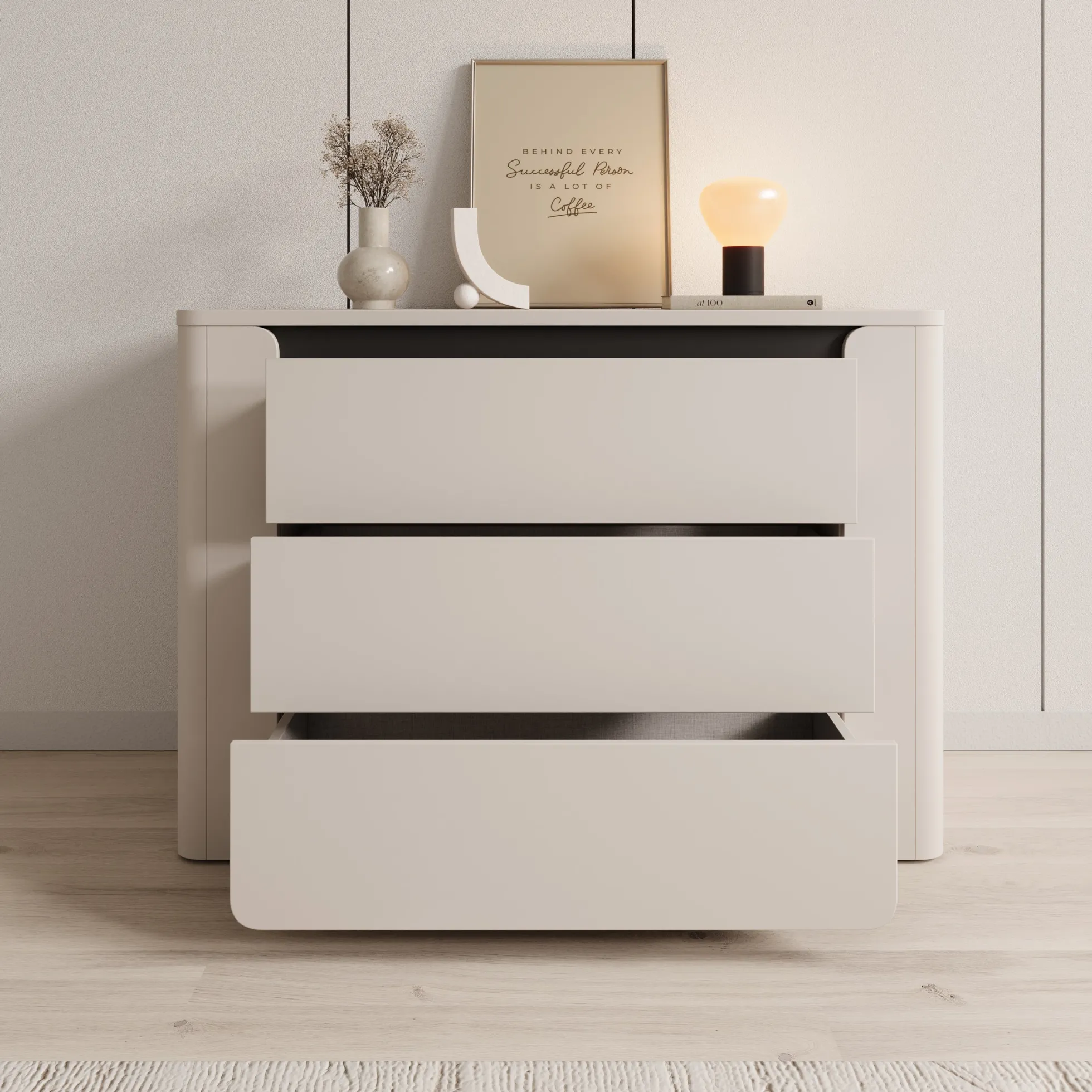 Vexon - Ladekast - Beige/Zwart - 111x45x78 cm