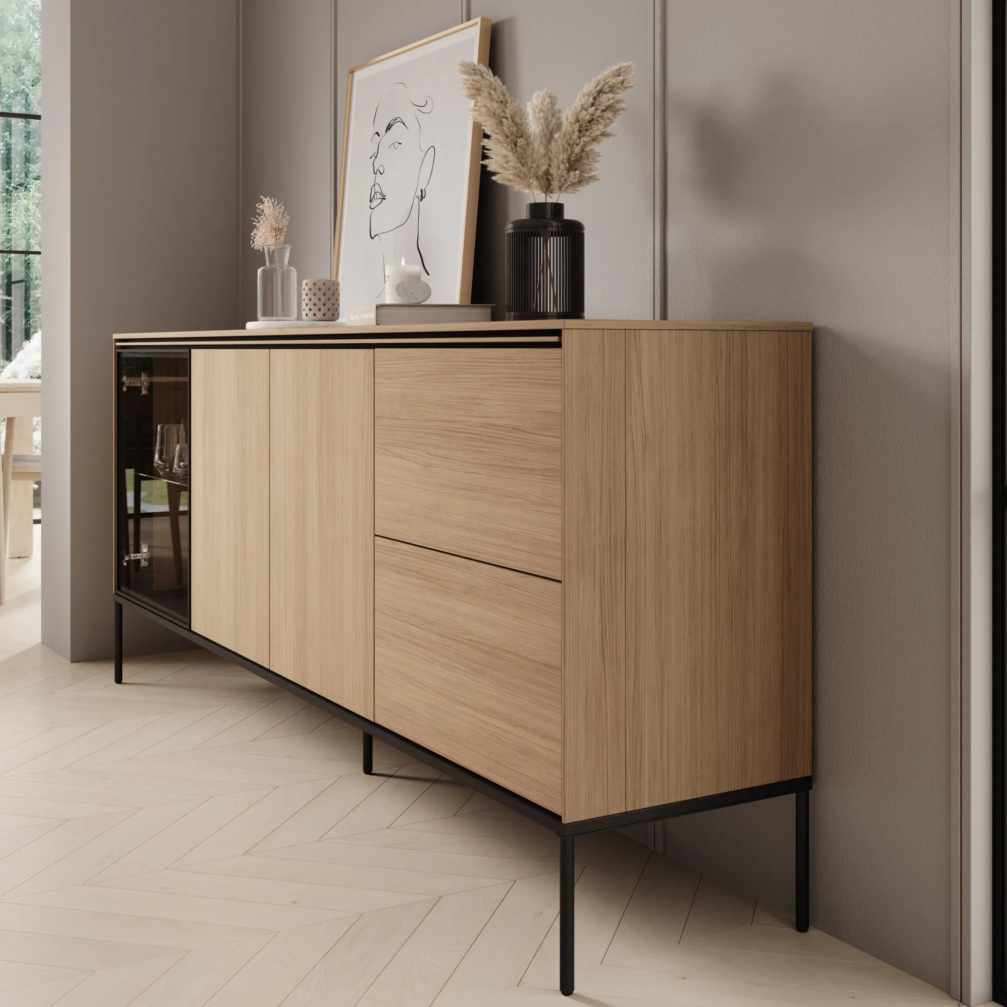 Vicious - Dressoir met LED - Eiken - 201x41x85 cm