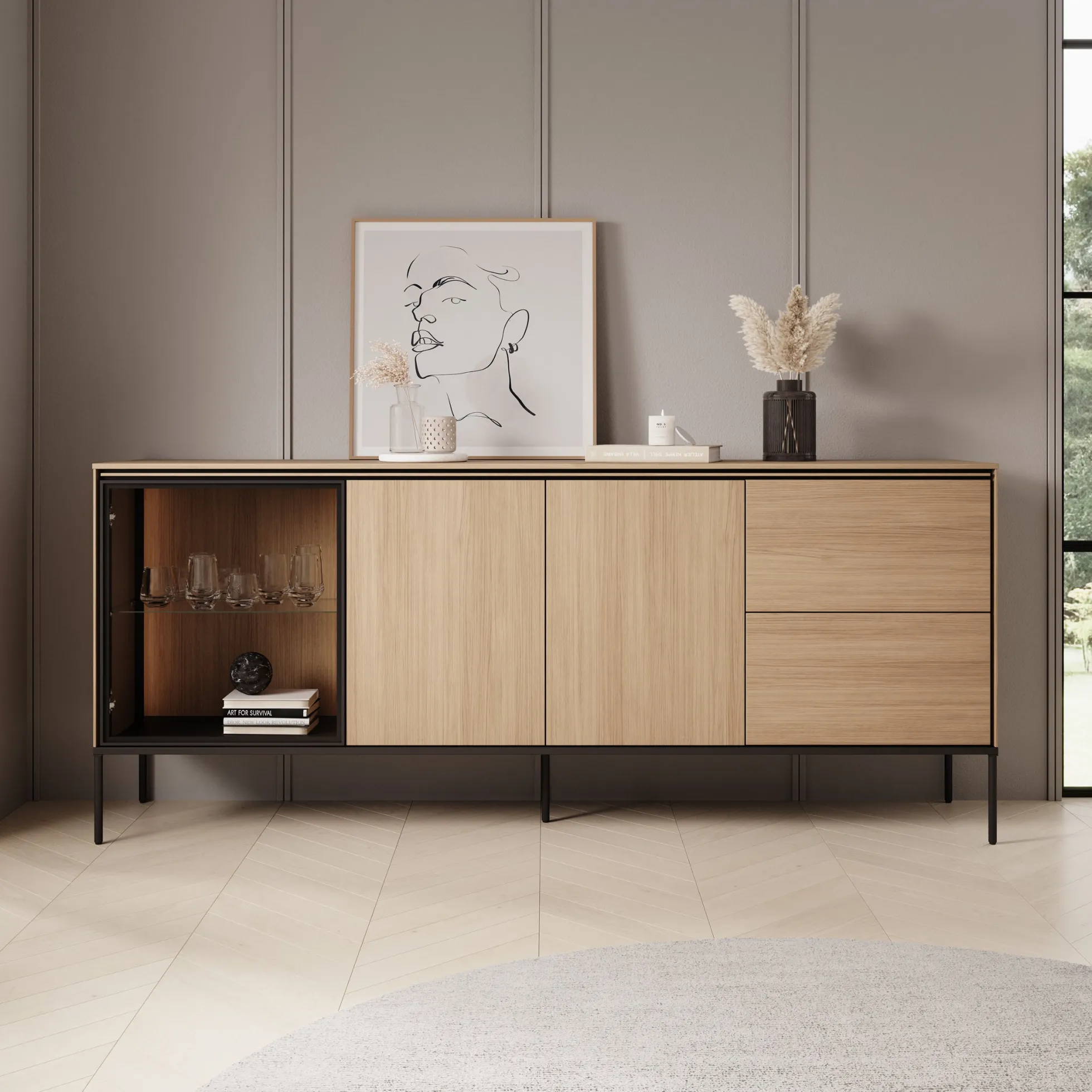 Vicious - Dressoir met LED - Eiken - 201x41x85 cm