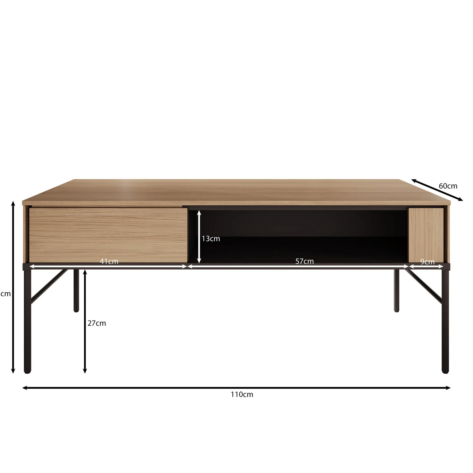 Vicious - Salontafel - Eiken - 110x60x45 cm