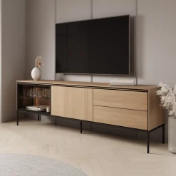 Vicious - TV-Meubel met LED - Eiken - 197x41x62 cm