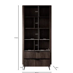 Victoria - Boekenkast - Donker eiken - 88x38x194 cm